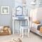 Costway Kids Vanity Table & Stool Set with Cute Polka Dot Print Tri-folding Mirror Drawer Pink&White/Light Pink&White/Pink&Black/Blue/Pink